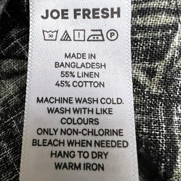 Joe Fresh Top Sleeveless Blouse XL Straps Dark Green Palm Trees Linen Cotton New - Picture 5 of 8